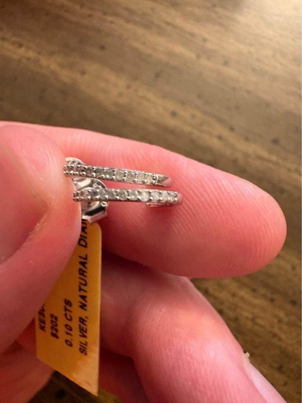 Silver Natural Diamond Hoop Earrings 0.10 CTW